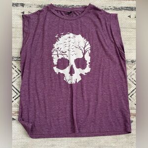 Purple Skull Graphic Tee Size XL SHEIN